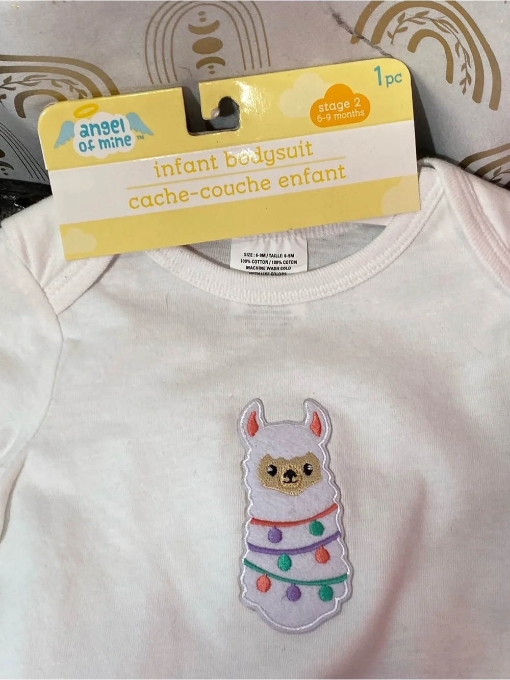 Infant White Bodysuit with Pink Cupcake Graphic up cycled